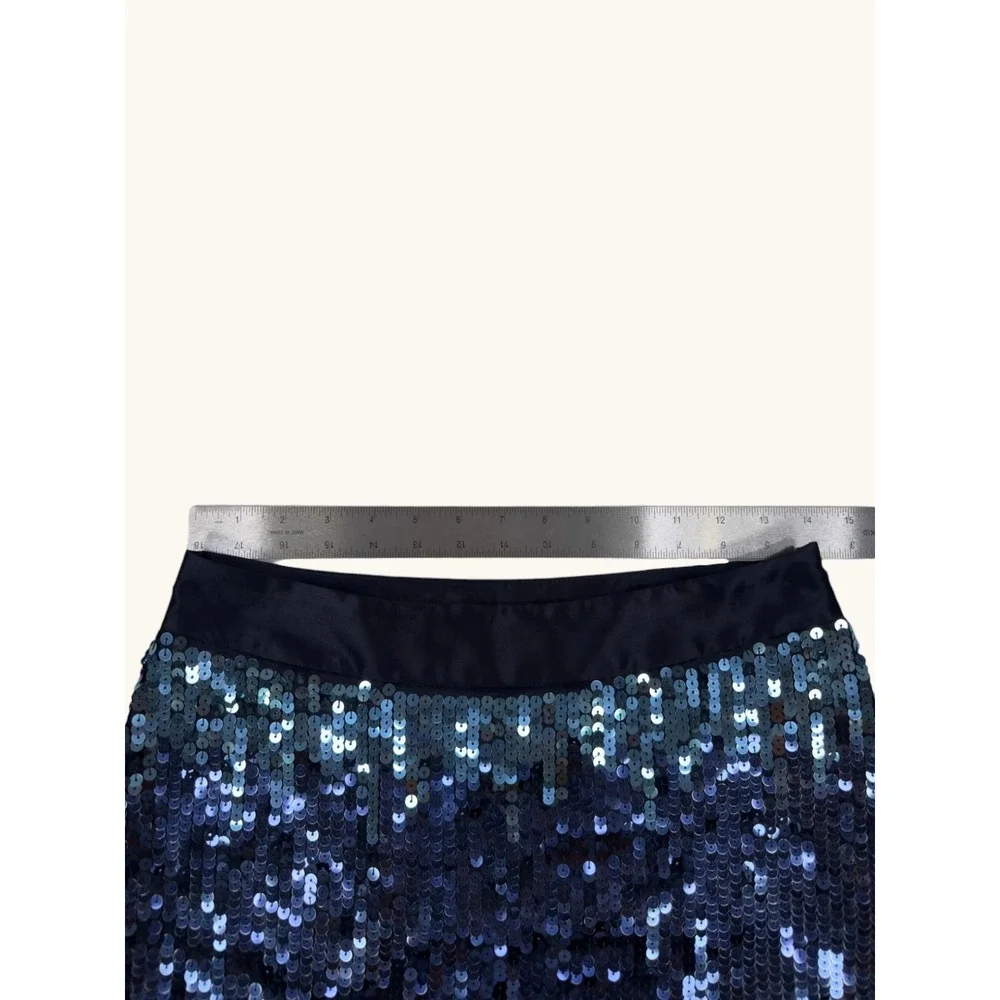 Express Design Studio Blue Ombre Sequin Mini Skirt Navy Party Holiday Size 0